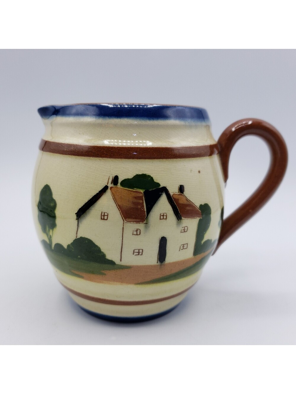 Vintage Torquay Pottery Motto Ware Creamer Milk Jug Pitcher England Men Think
